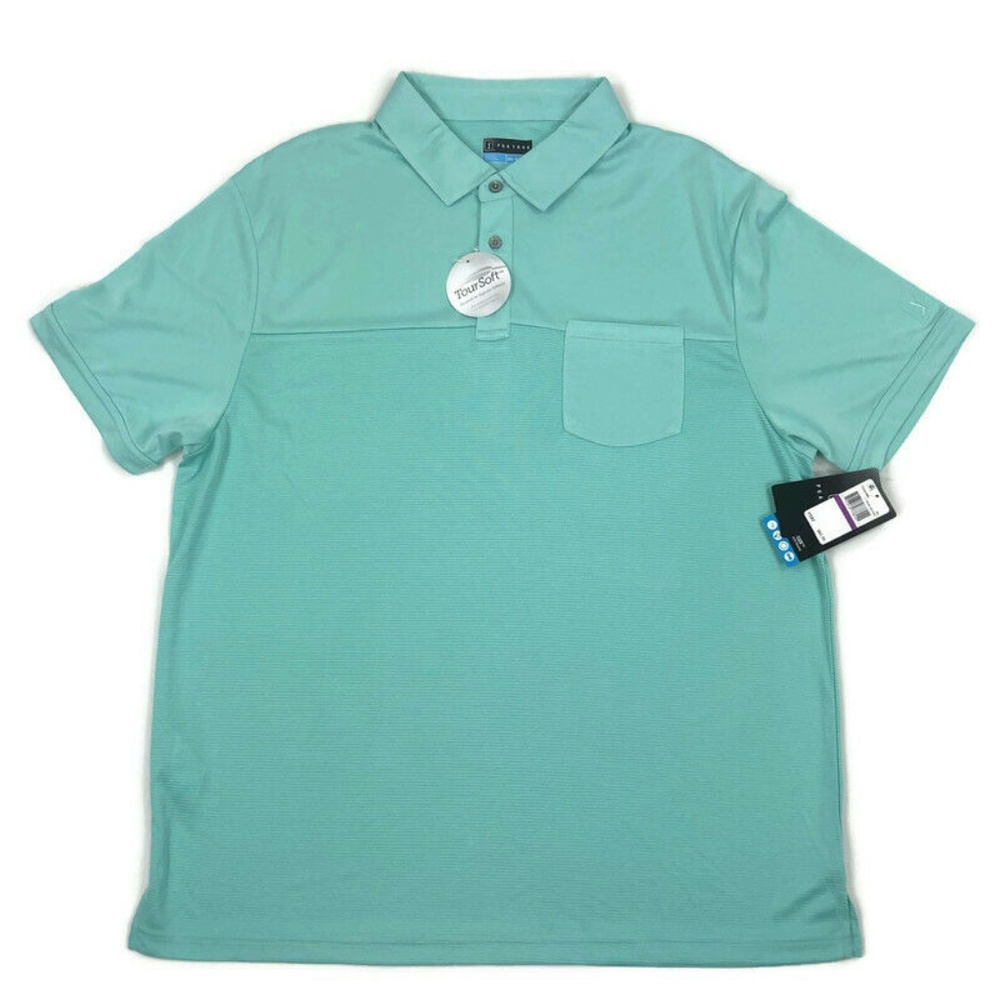 PGA Tour Mens Golf Polo Shirt Pocket UPF Stretch